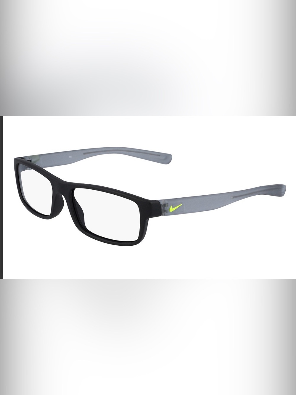 Kids Nike Frame Eyeglasses with Neon Yellow Swoosh